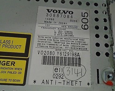 Volvo Radio Serial Number