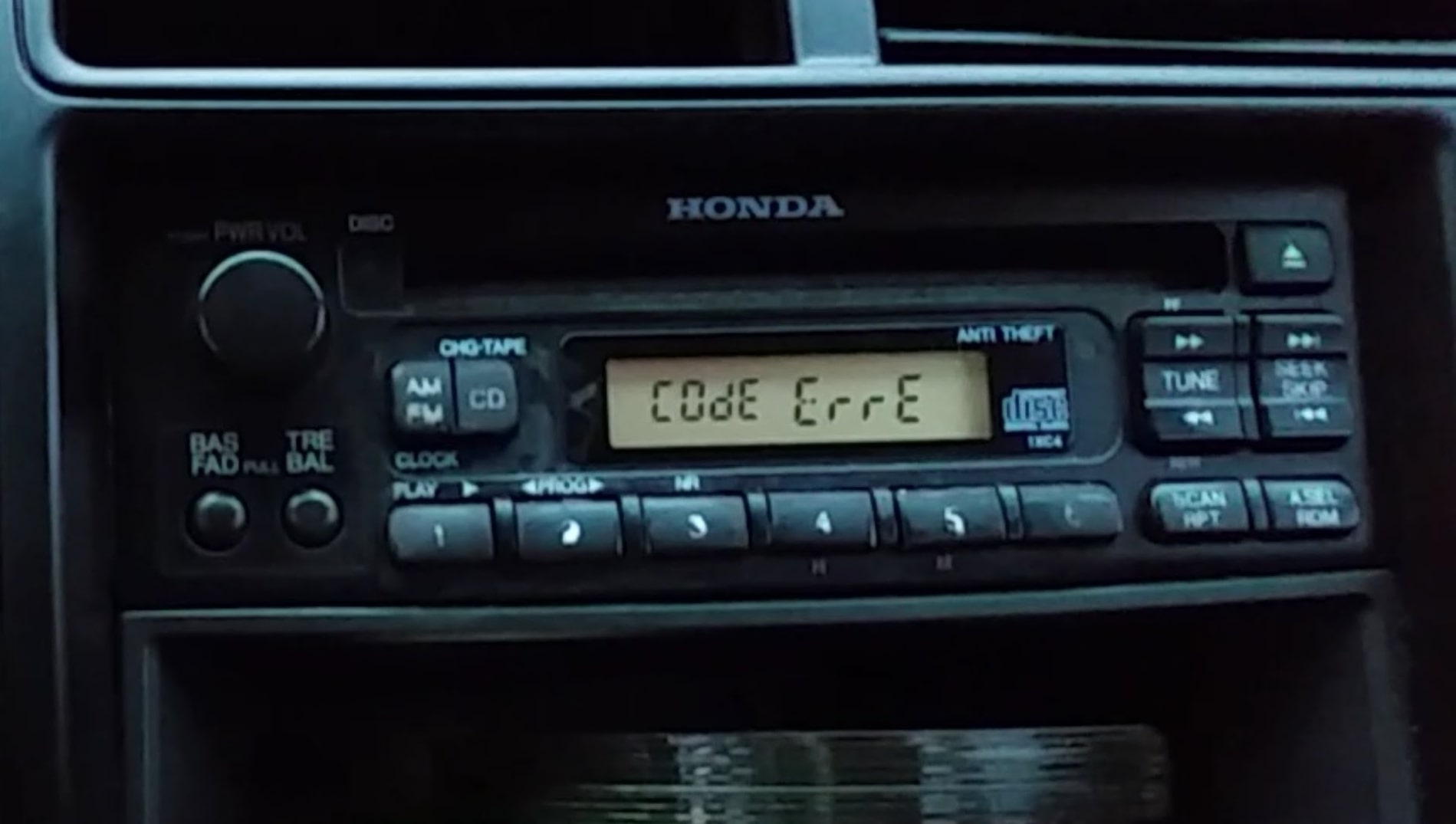 Honda Radio Code Error